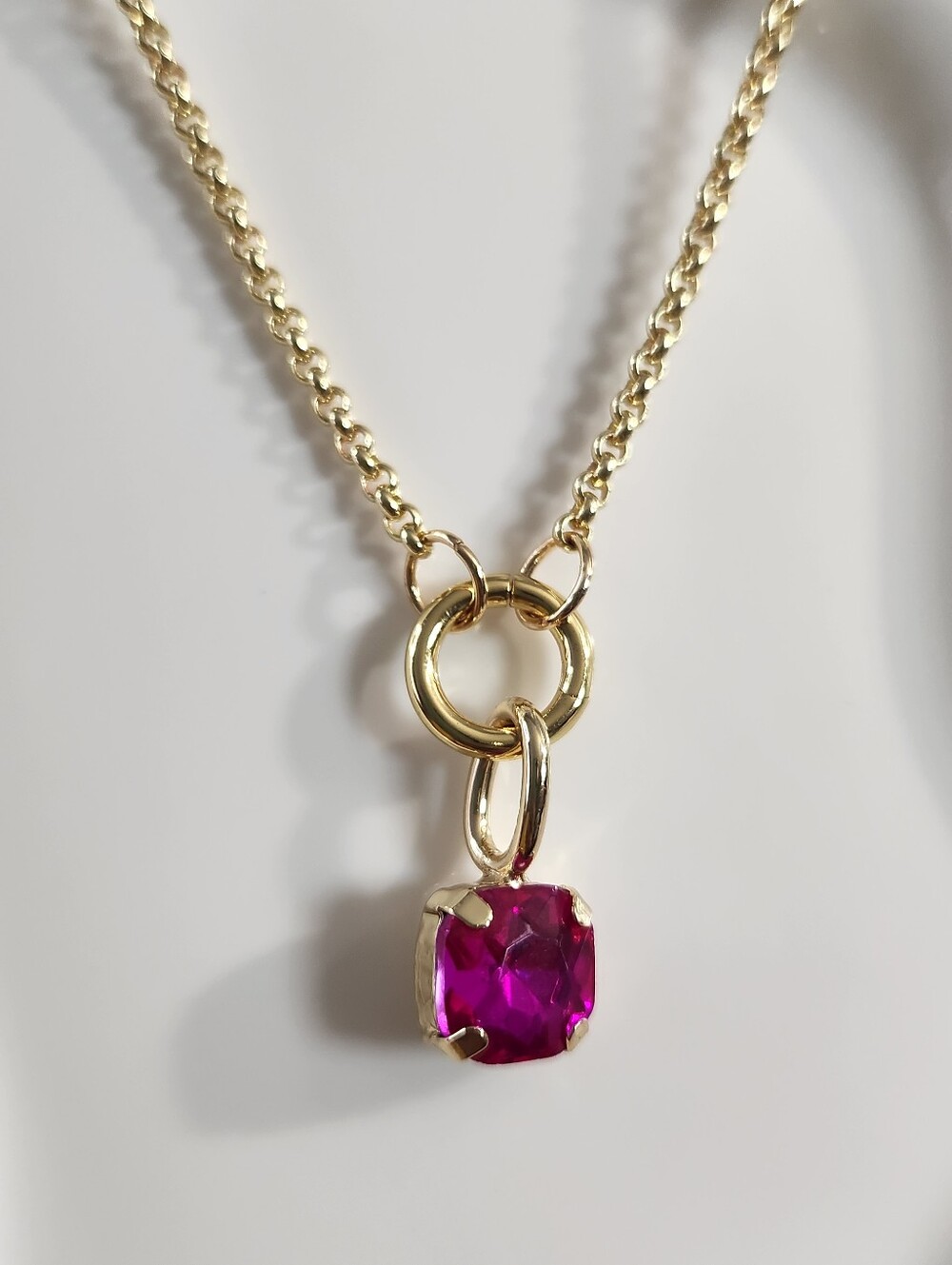 14k Gold Plated Crystal Charm Necklace